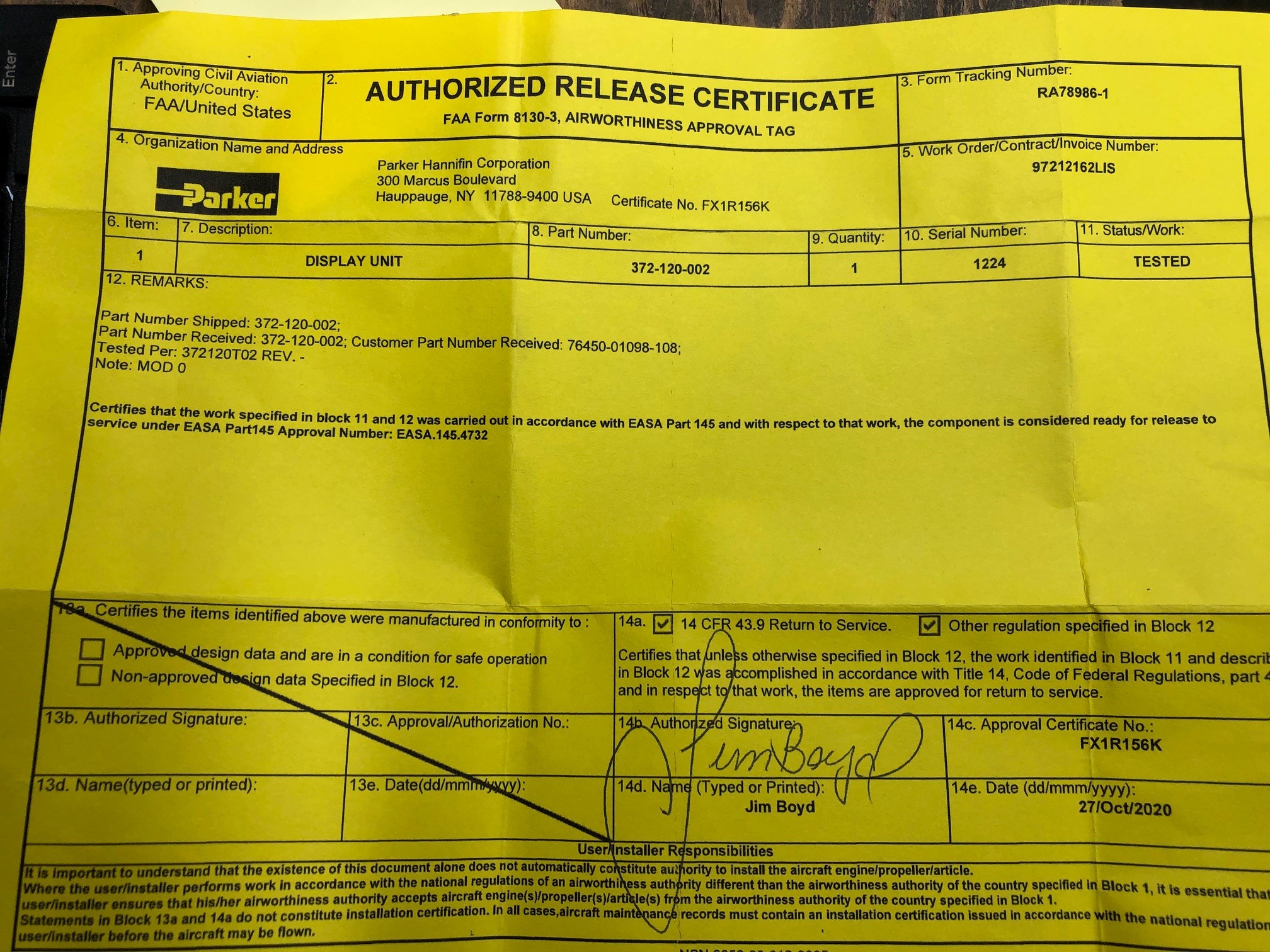 Aerobay: Part Number 76450-01098-108 in North America