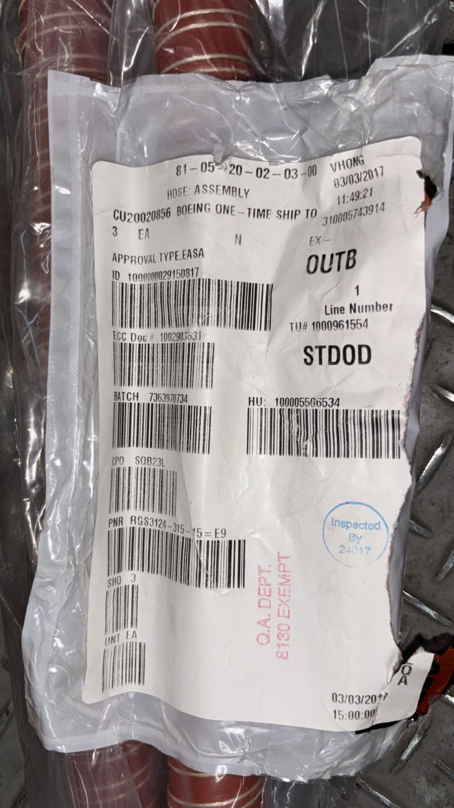 Aerobay: Part Number RGS3124-315-15 in Southeast Asia (SEA018) (DHL ...